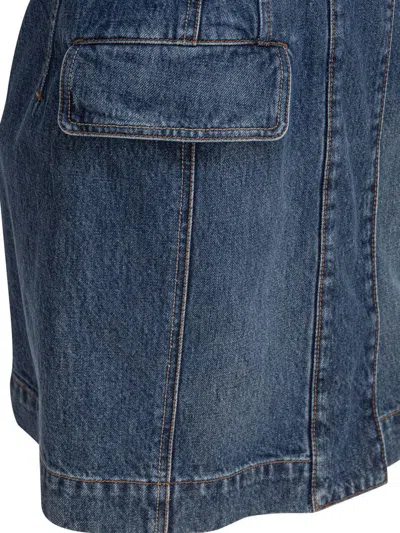 Sportmax Carabo Sleeveless Denim Mini Dress