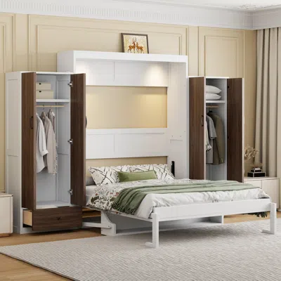 Streamdale Furniture Streamdale Full Size Murphy Bed Wall Bed With Closet, Drawers And Table