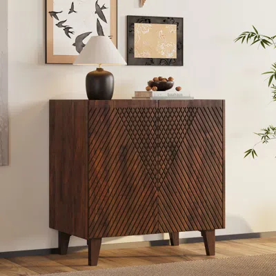 Streamdale Furniture Streamdale Rustic Mango Wood Fluted Accent Cabinet