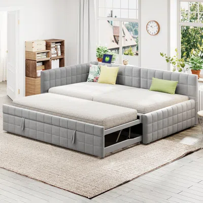 Streamdale Furniture Streamdale Upholstered L-shaped Daybed With Twin Trundle & Usb