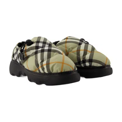 Burberry Printed Fabric Pillow Check Slip Ons In Multi