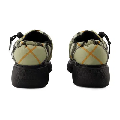 Burberry Printed Fabric Pillow Check Slip Ons In Multi