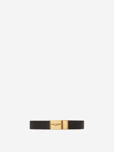 Saint Laurent Cassandre Logo Leather Bracelet