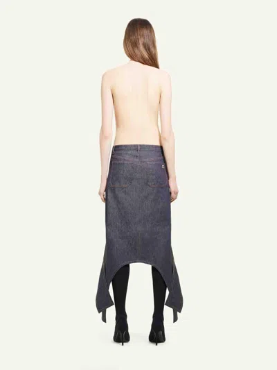 Courrèges Inverted Denim Midi Skirt