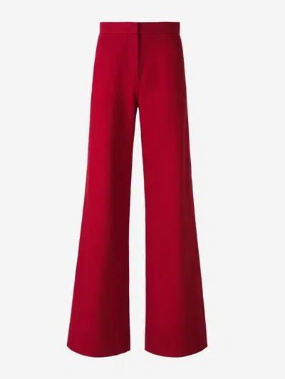 Max Mara Libbra Wool And Mohair Wide-leg Pants In Red