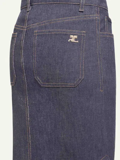 Courrèges Inverted Denim Midi Skirt