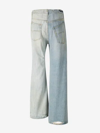 Balenciaga Fifty-fifty Light Blue Jeans With Asymmetric Legs In Denim Women In Blue