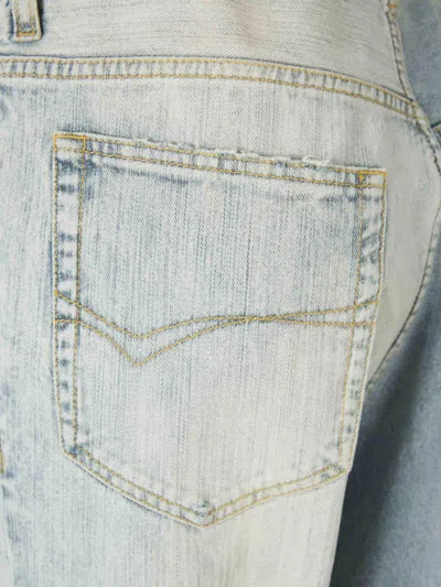 Balenciaga Fifty-fifty Light Blue Jeans With Asymmetric Legs In Denim Women In Blue