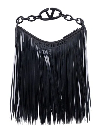 Valentino Garavani Vlogo Moon Mini Hobo Bag With Sequin Fringes