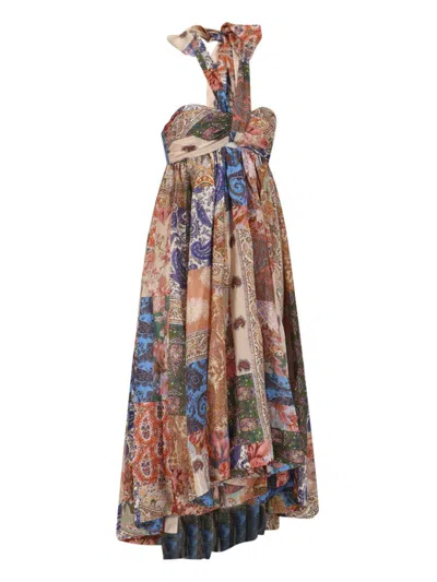 Zimmermann Women Silk Dress With Patch Paisley Print In Multi