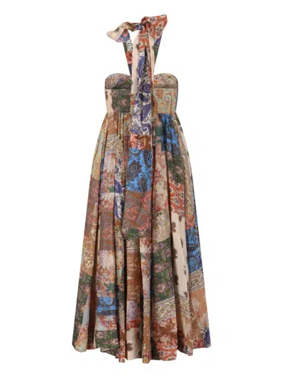 Zimmermann Women Silk Dress With Patch Paisley Print In Multi
