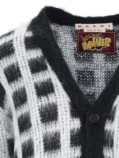 Marni Checked Mohair-blend Cardigan
