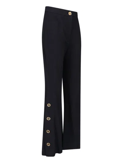 Patou Wide-leg Black Cotton Twill Pants In Black