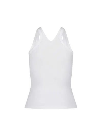 Courrèges Ribbed Tank Top With Zipper On The Neckline In White