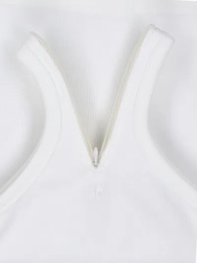 Courrèges Ribbed Tank Top With Zipper On The Neckline In White