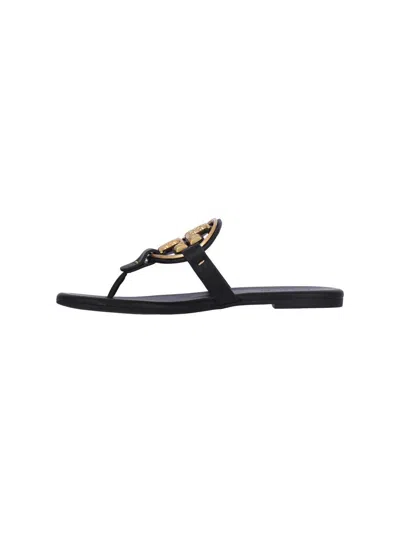 Tory Burch Miller Logo Thong Sandals In Black