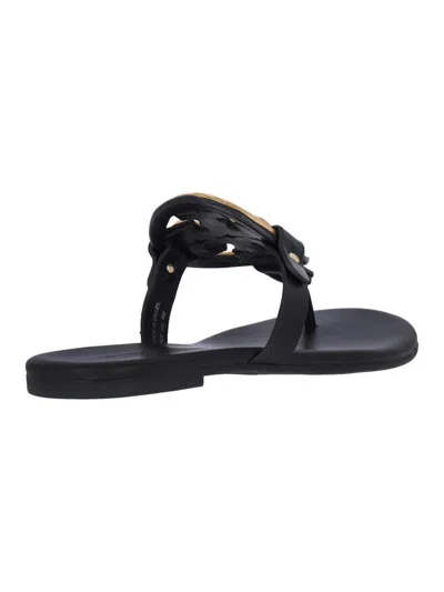 Tory Burch Miller Logo Thong Sandals In Black