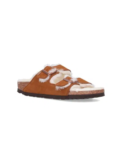 Birkenstock Arizona Sheepskin Sandals In Brown