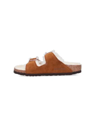Birkenstock Arizona Sheepskin Sandals In Brown