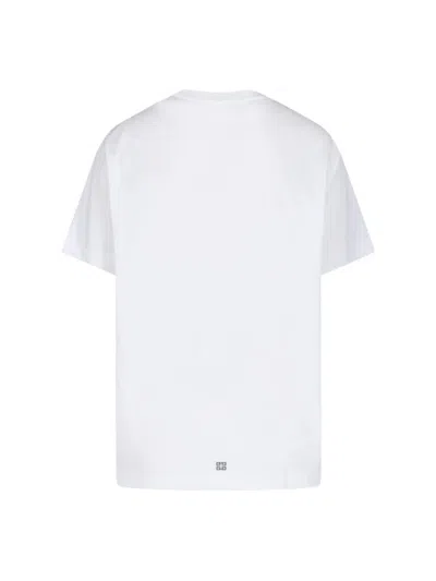 Givenchy White Crewneck T-shirt With Logo Print In Cotton Man In White