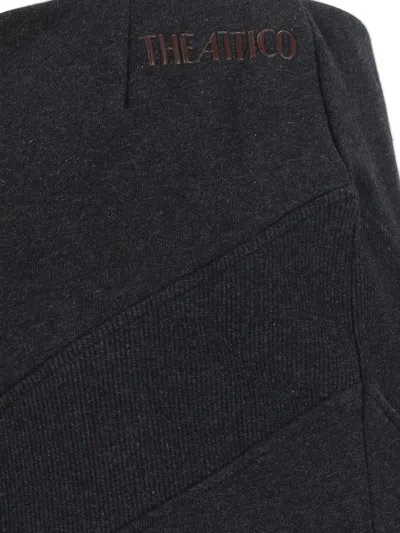 Attico Grey Midi Skirt With Logo Lettering And Handkerchief Hem In Cotton Woman