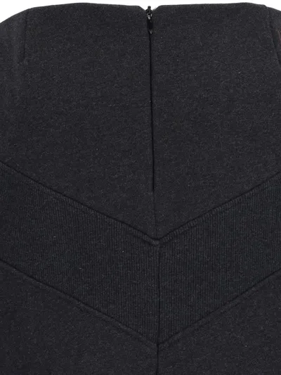 Attico Grey Midi Skirt With Logo Lettering And Handkerchief Hem In Cotton Woman