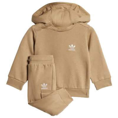 Adidas Originals Boys   Trefoil Essentials Hoodie And Joggers Set In Brown