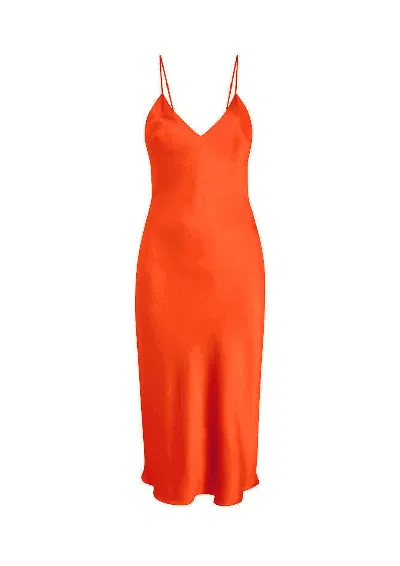 Gilda & Pearl Midi Silk Slip Dress In Opal In Orange