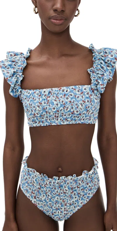 Sea Whitney Flutter Sleeve Bikini Top Blue In Blue