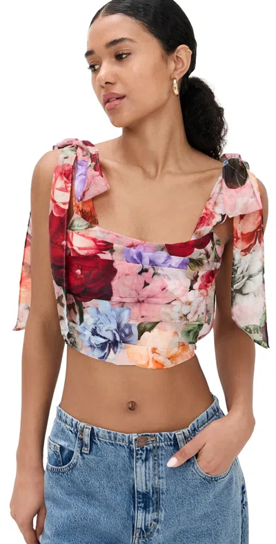 Alice And Olivia Haven Cropped Bustier Storm Floral Sm In Multi