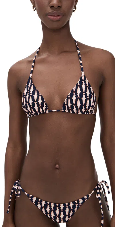 La Doublej Fish-print Triangle Bikini Top