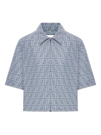 Fendi Chambray Ff Jacket In Blue