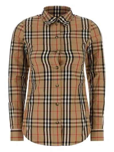 Burberry Cotton Shirt With Embroidered Check Pattern