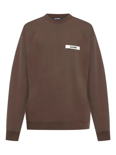 Jacquemus Basic Crew Neck T-shirt With Long Sleeves In Brown