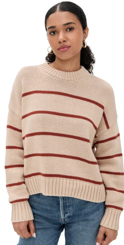 Jenni Kayne Chloe Crewneck Oat/coral Stripe In Neutral