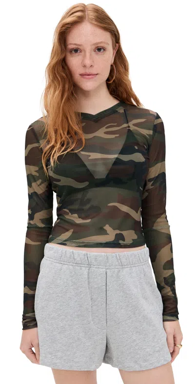 Lioness The Boulevard Mesh Top Camo In Green