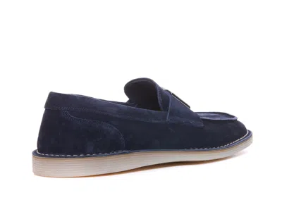 Dolce & Gabbana Dg Logo Suede Loafers In Blue