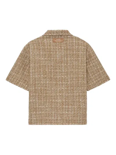 Amiri Tweed Shirt In Brown