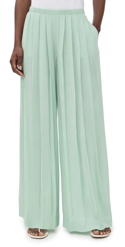 Alice And Olivia Jenna Pleated Wide Leg Pull On Pants Green Tea In Blue