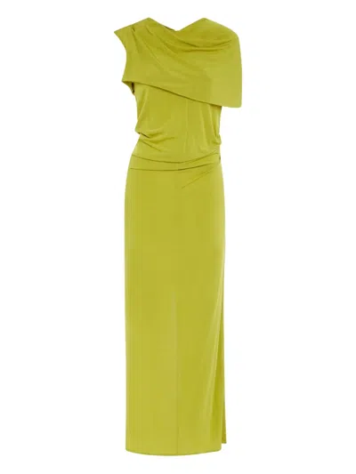 Magda Butrym Draped Cowl-neck Dress In Green