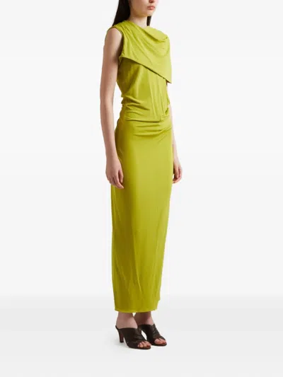 Magda Butrym Draped Cowl-neck Dress In Green