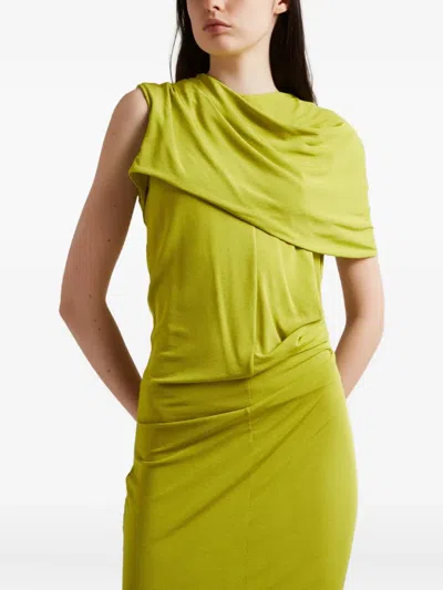 Magda Butrym Draped Cowl-neck Dress In Green
