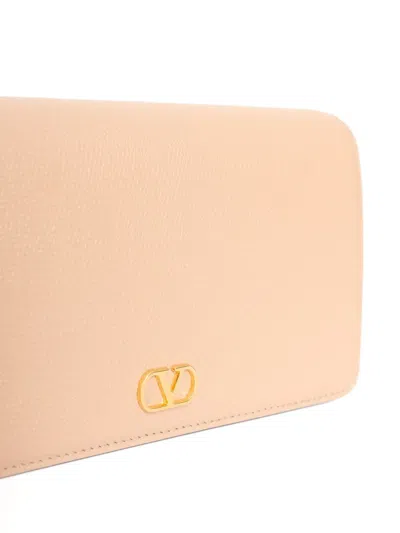 Valentino Womens Rose Sand Vlogo Signature Leather Mini Shoulder Bag
