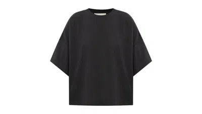 Pre-owned Fear Of God Essentials Women's Top Jersey Crewneck Sweat-shirt T-shirt In Jet Black
