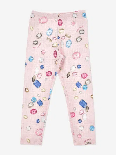 Monnalisa Girls Gem Print Leggings In Pink