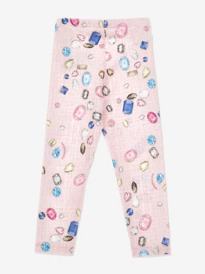Monnalisa Girls Gem Print Leggings In Pink