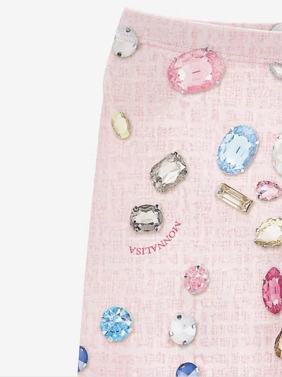 Monnalisa Girls Gem Print Leggings In Pink