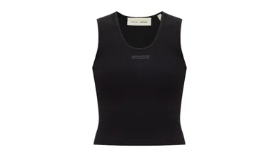 Pre-owned Fear Of God Essentials Women's Rib Tank Top In Jet Black