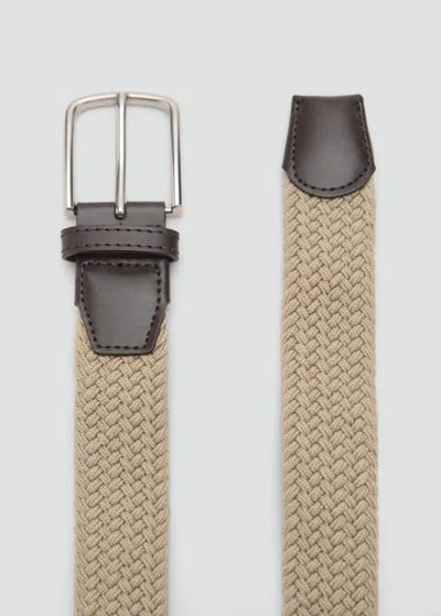 Mango Man Braided Elastic Belt Beige