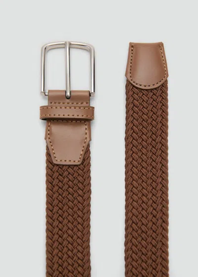 Mango Man Braided Elastic Belt Medium Brown